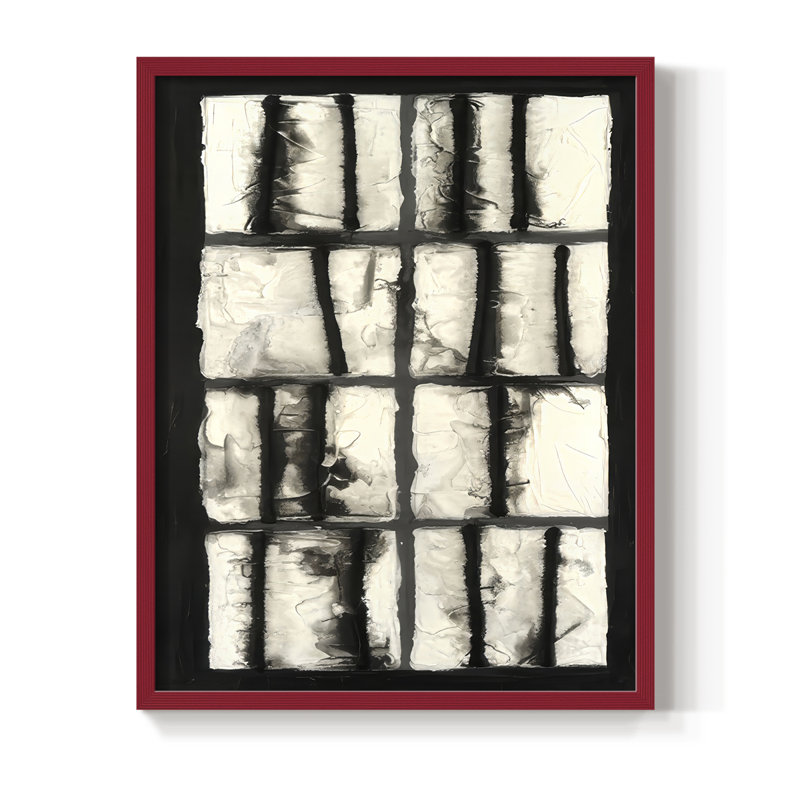 Reproduction encadrée linéaire d'entropie II - bois massif, H 15 po x l 12 po, Rouge