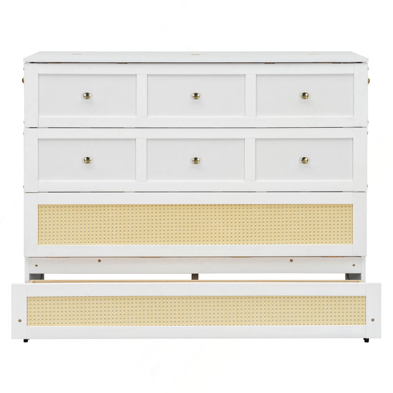 Lit escamotable double avec grands tiroirs, Blanc