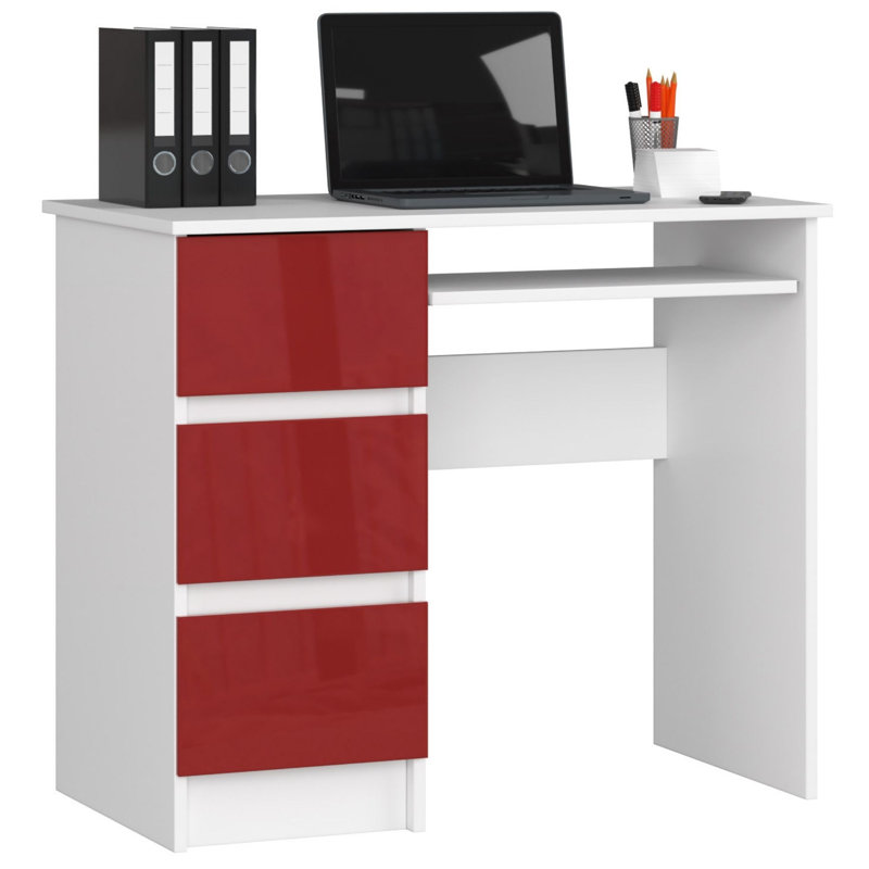 Eldwin Computer Desk, Left, Red/White
