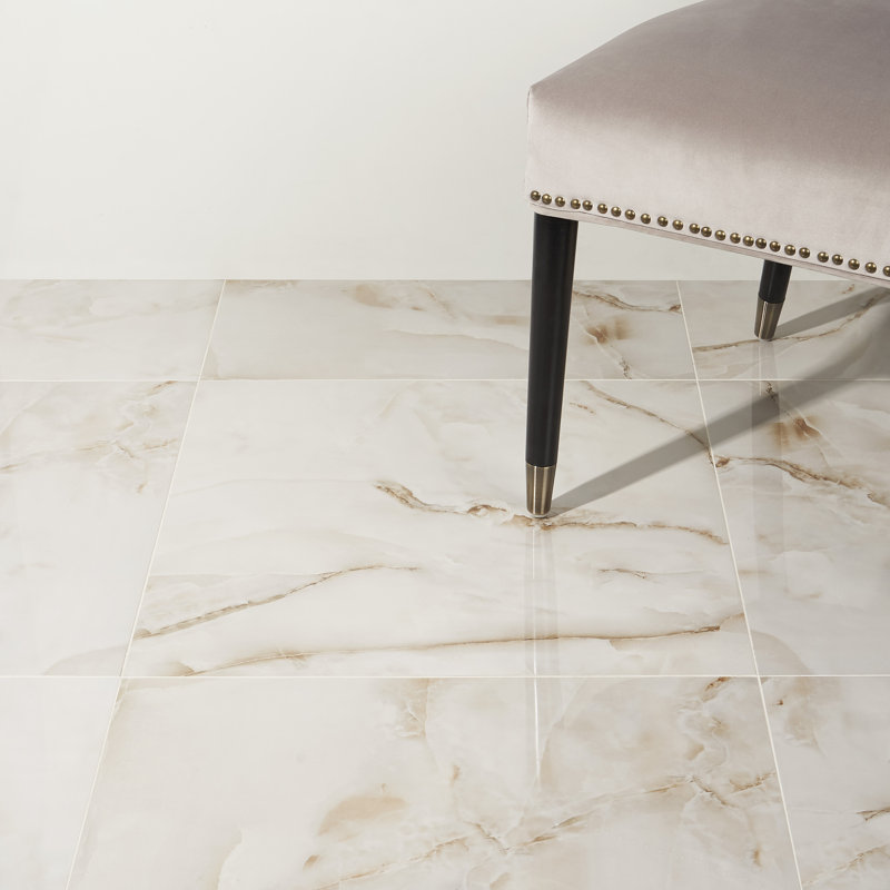 Selene Onyx 24" x 24" Porcelain Marble Look Wall & Floor Tile, Onyx Pearl