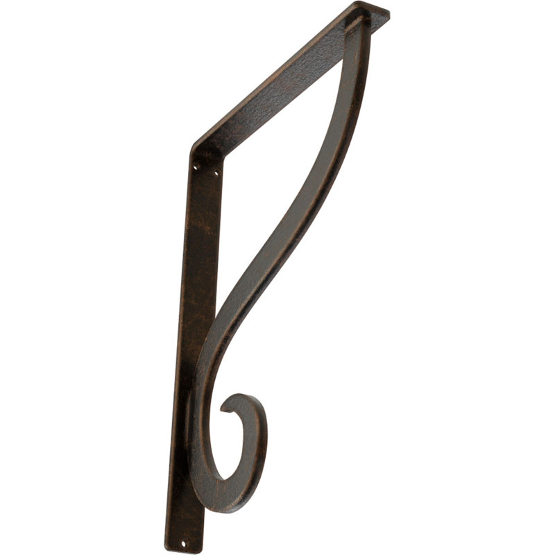 Support simple en fer forgé Ashford, Bronze vieilli, H 12 po x l 1,5 po x P 10 po