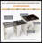 83.1" Extendable Kitchen Island With Slide Out Table, Storage Racks & Power Outlet, Tempered Glass Doors Kitchen Island With Walnut Woodgrain, Cream White