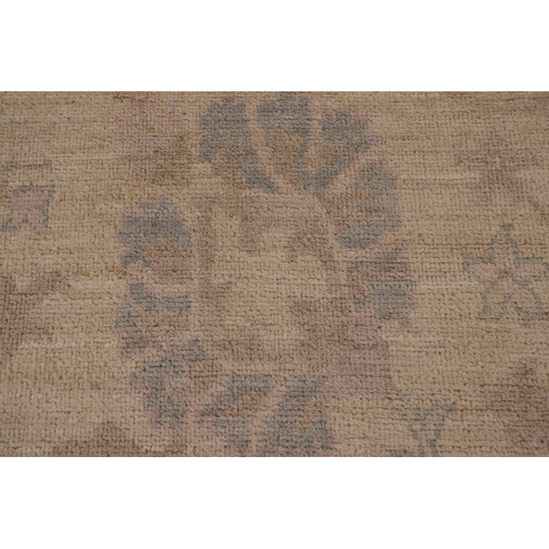 Tapis beige et ivoire en coton noué à la main