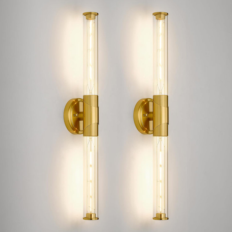 Ensemble de 2 appliques murales, luminaire de meuble-lavabo moderne pour dessus de miroir, applique murale verticale ou horizontale réglable, 2 lumières