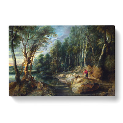 A Shepherd With His Flock by Peter Paul Rubens - Wrapped Canvas Painting