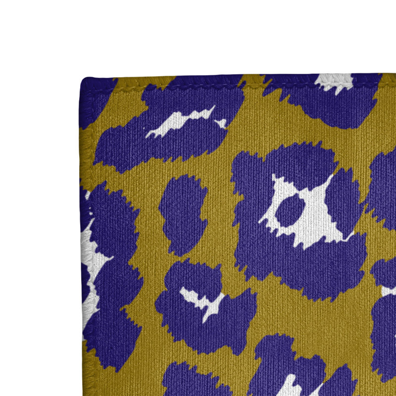 Imprimé animalier jaune/mauve/Tapis décoratif blanc, Rectangle 8 pi x 10 pi