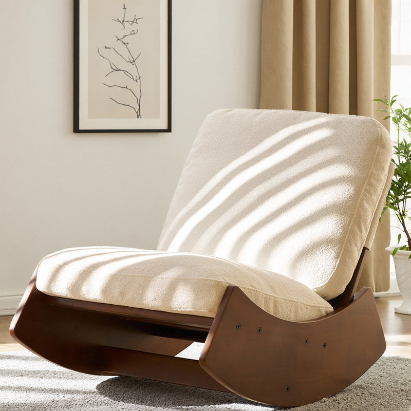 Chaise berçante coulissante en velours côtelé avec cadre en bois massif pour chambre de bébé, salon ou chambre à coucher