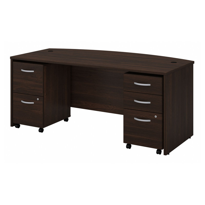 Studio C Configurable Desk Shell Office Set, Black Walnut, 30" H x 71" W x 35.43" D