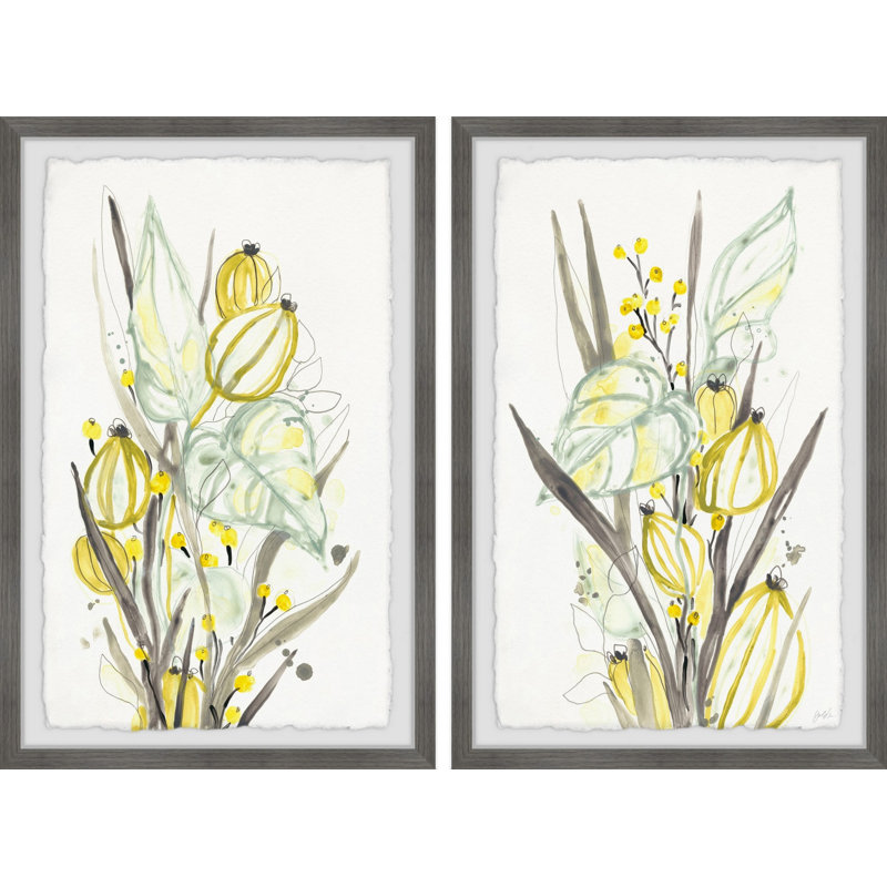 Ethereal Citron III - Ensemble de 2 reproductions de cadres photo simples, H 18 po x l 12 po x P 1,5 po