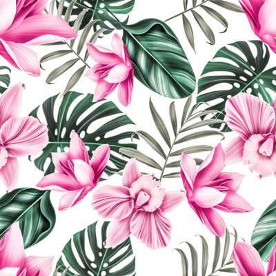 Rubicon Seamless Tropical Flower by Mystel - Wrapped Canvas Print