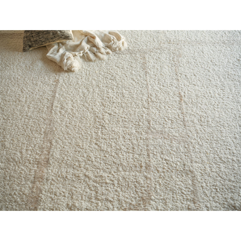 Kokomo Flatweave Wool Area Rug in Beige, Rectangle 6' x 9'