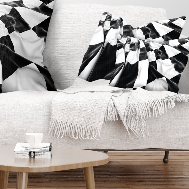 3D Checkered Flag - Abstract Printed Pillow