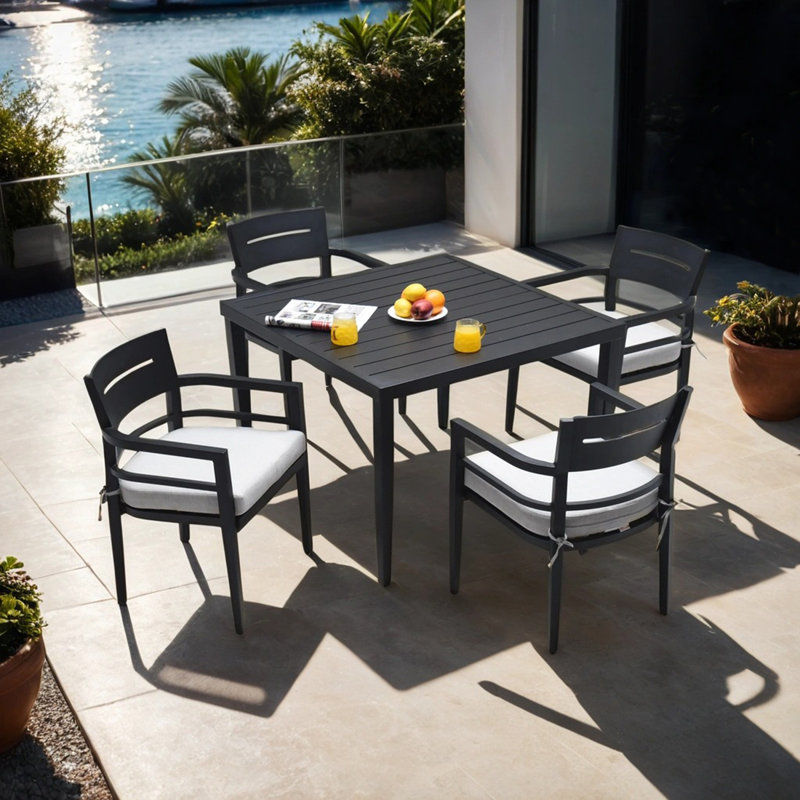 Odane 4 - Person Patio Dining Set with Square Table , Sunbrella® Cushions Included