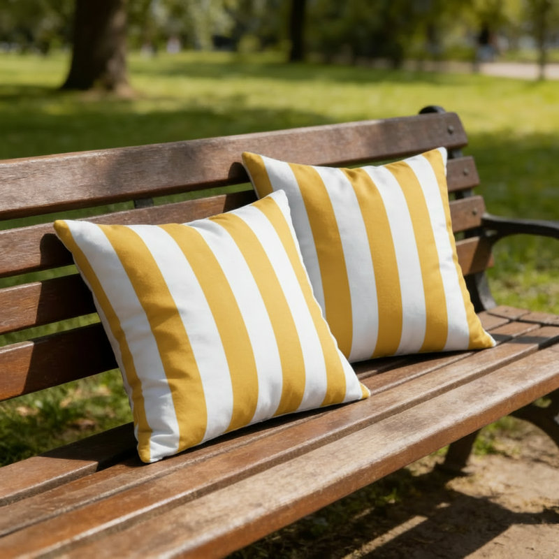 Indoor / Outdoor Square Cushion, Yellow/White