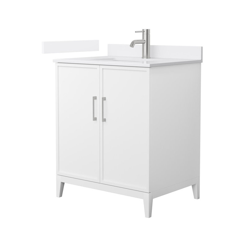 Elan 30'' White Oak Single Bathroom Vanity with Carrara Marble Top