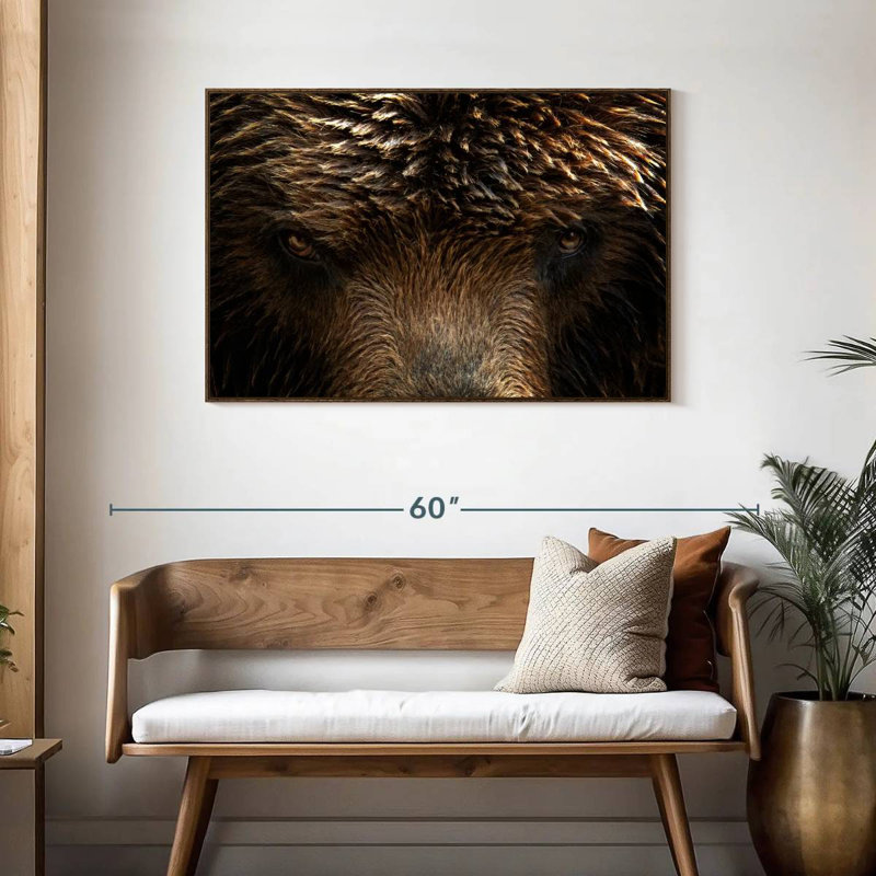 Yeux de grizzly, Cadre flottant noyer, 43 po x 29 po