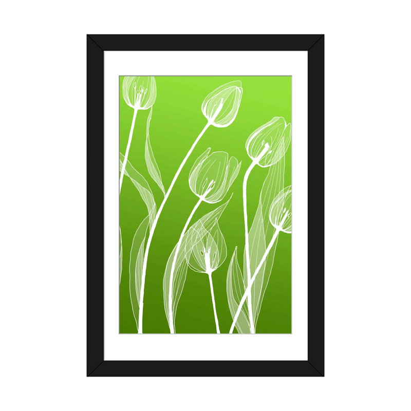 « floral iv », impression sur toile, Blanc, H 24 po x l 16 po x P 1 po, Papier d'art encadré noir