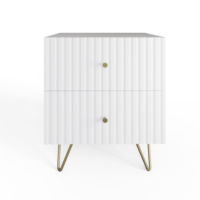 Alipio 40cm W Manufactured Wood Bedside Table, White