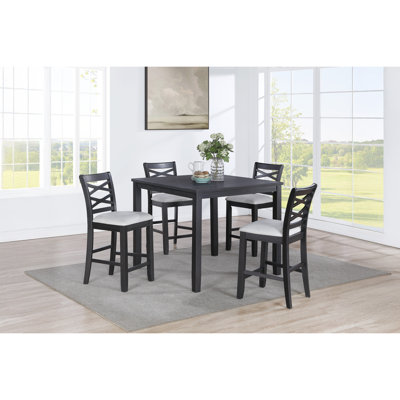 Table 5 pièces à hauteur de comptoir gris anthracite