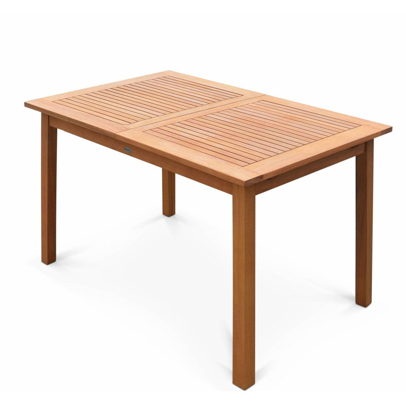 Dancy Rectangular Eucalyptus Solid Wood Extendable Outdoor with Umbrella Hole Dining Table 100 cm D