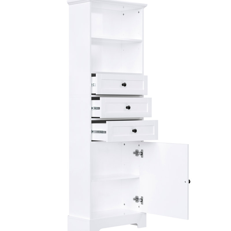 Grande armoire de rangement blanche avec tablettes réglables - 3 tiroirs