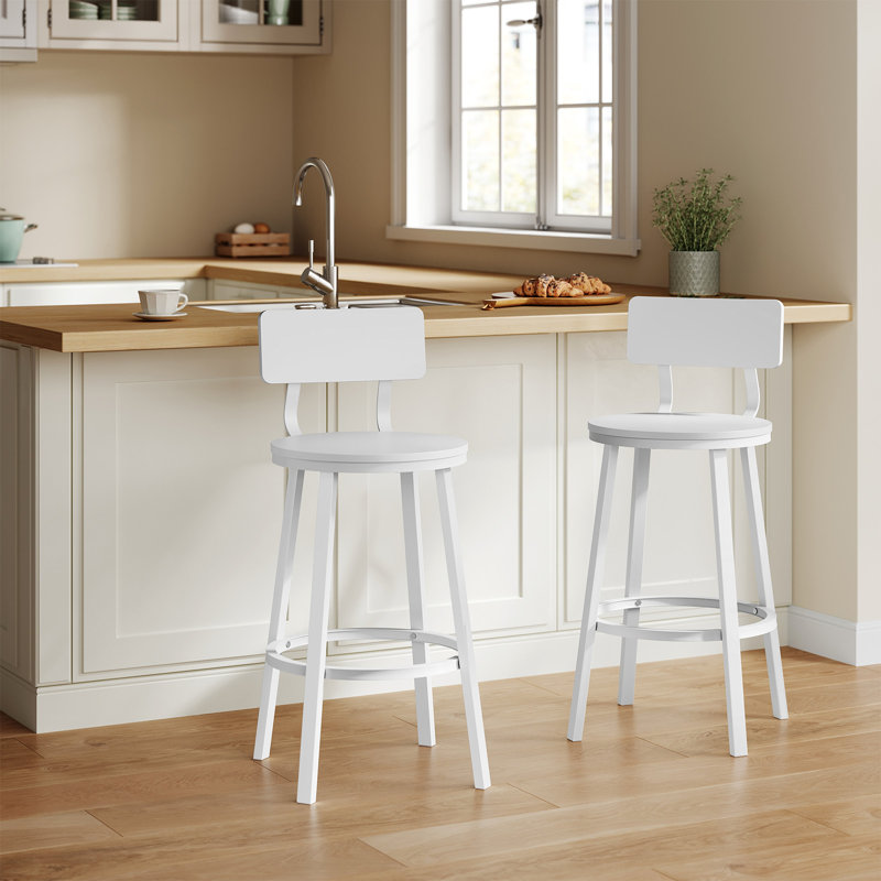 Annik Counter Stool with Metal Frame, White