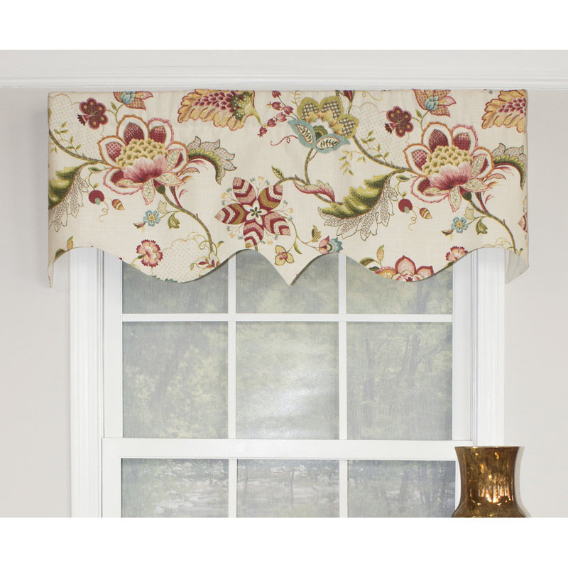 Jacobean Floral Regal 50" Window Valance, Rose