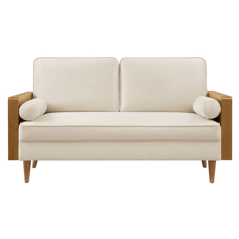 Kellan Performance Velvet Sofa, 33.86" H x 61.22" W x 31.89" D, 2, Walnut Alabaster