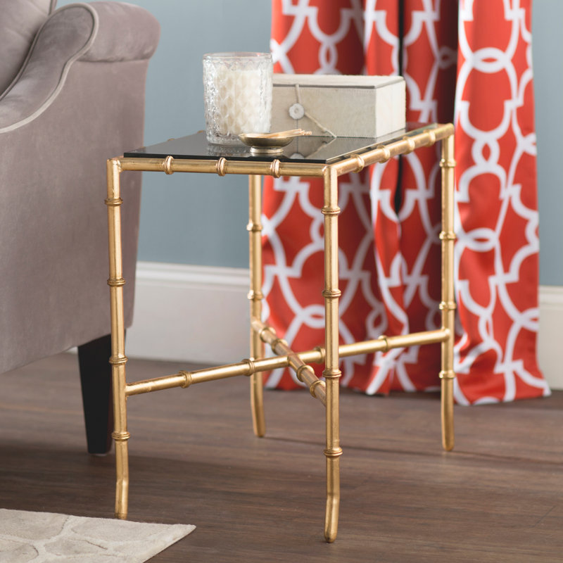 Harut 23'' Glass Top Console Table, Black Glass