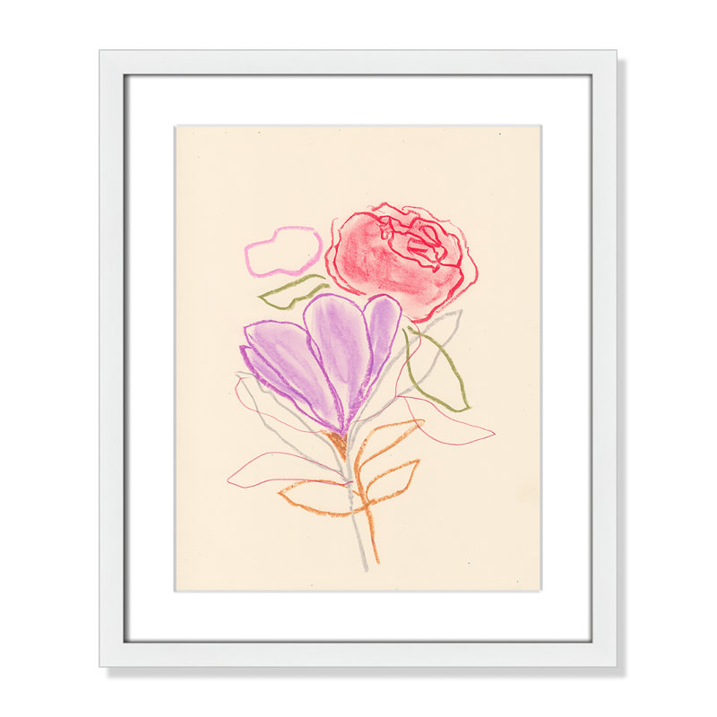 «Simple Floral III» par Bea Dina, Blanc, H 19 po x l 16 po x P 1,25 po, Papier avec cadre unique blanc