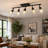 35" 5-Light Black Fixed Track Lighting Kit With Adjustable Heads And Glass Shades-134285588
