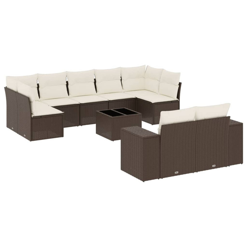 Ensemble de canapé de jardin Vidaxl brun et blanc crème