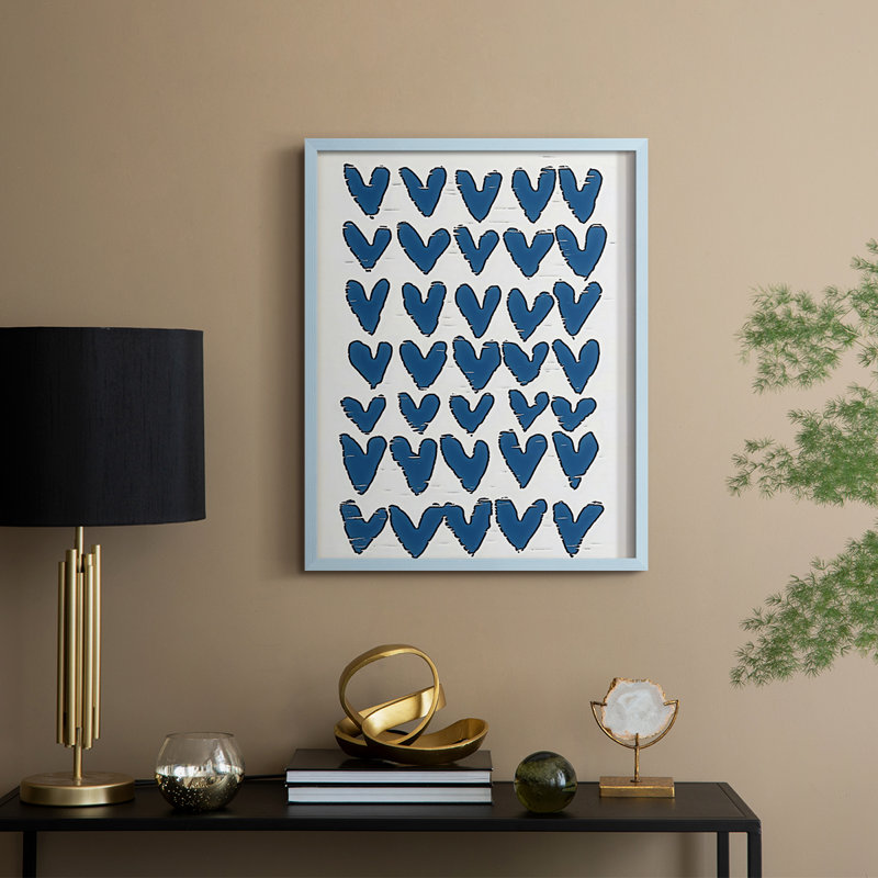 Impression abstraite encadrée CXCV - prête à être accrochée - fabriquée aux États-Unis, Bleu, H 29 po x l 23 po