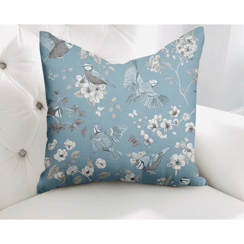  Housse de coussin en coton Cosette, L 17 po x H 17 po, Bleu