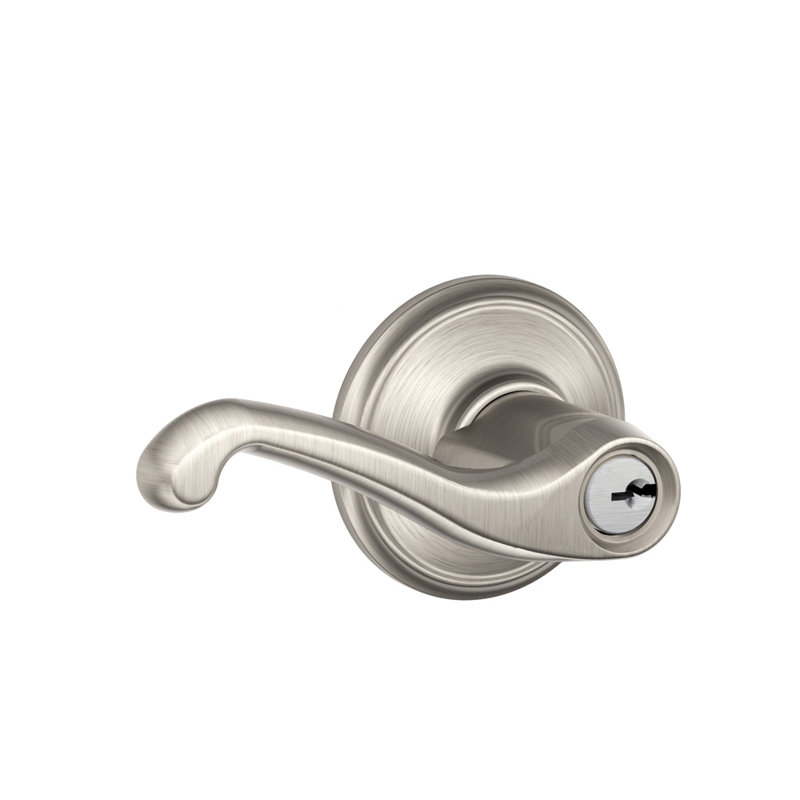 Flair Schlage Antique Brass Steel Keyed Entry, Bright Chrome