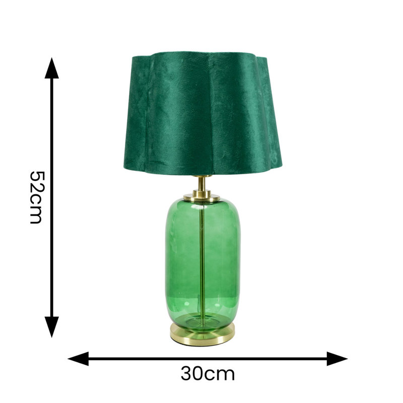 Sebrina Glass Table Lamp, Green, No