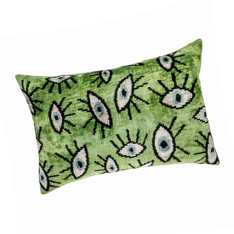  Housse de coussin en soie Ikat, Vert