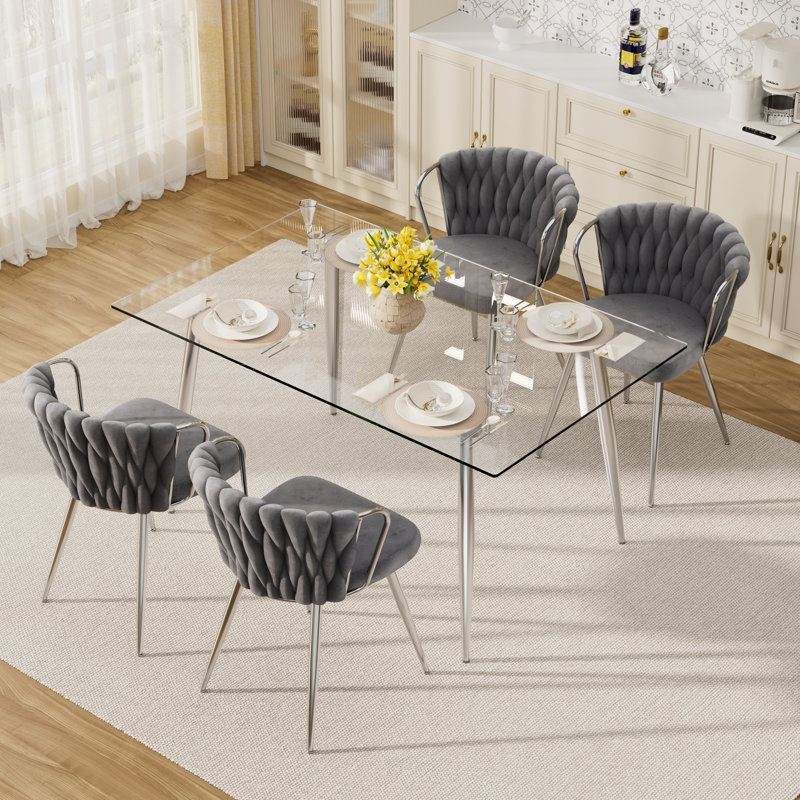 Ensemble de salle à manger 5 pièces, H 30 po x L 51 po x l 31,5 po, Gris