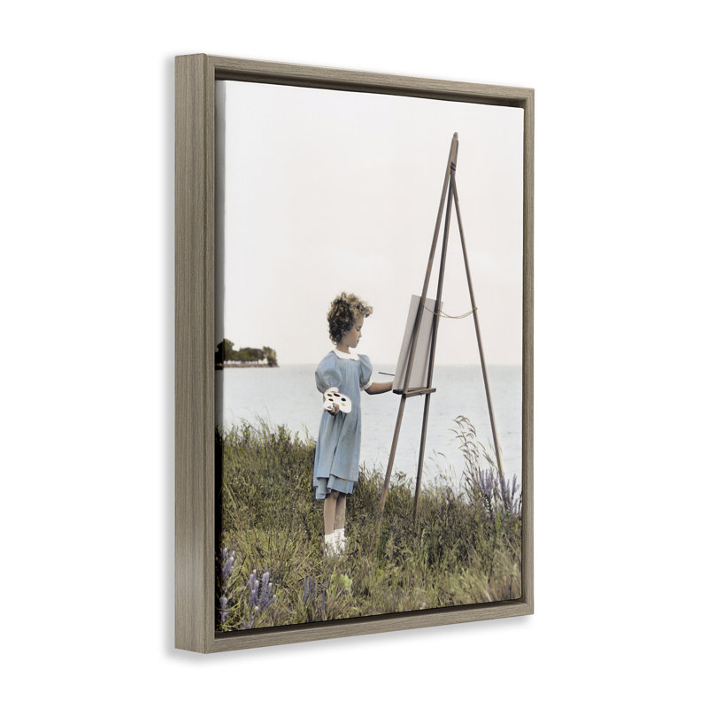 Peinture d'enfant sur cadre flottant chevalet, design par Kendra Dew, Montalcino orme flottant encadré, H 21 po x l 17 po