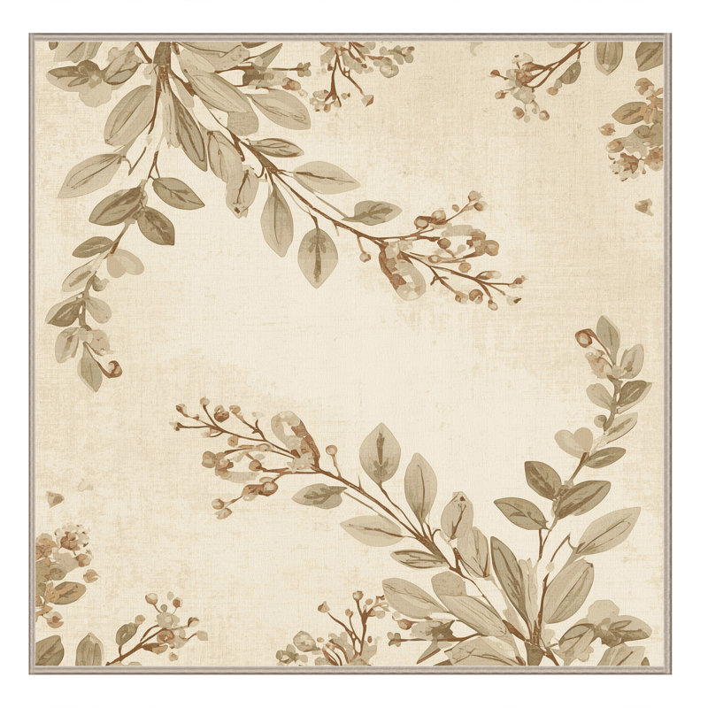 Machine Washable Orlandra Mistletoe French Country Vintage Look Rug in Beige – Beige Binding, 8' Square
