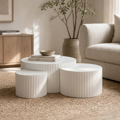 Zane 3-Piece Fluted Circular Cocktail Table Set