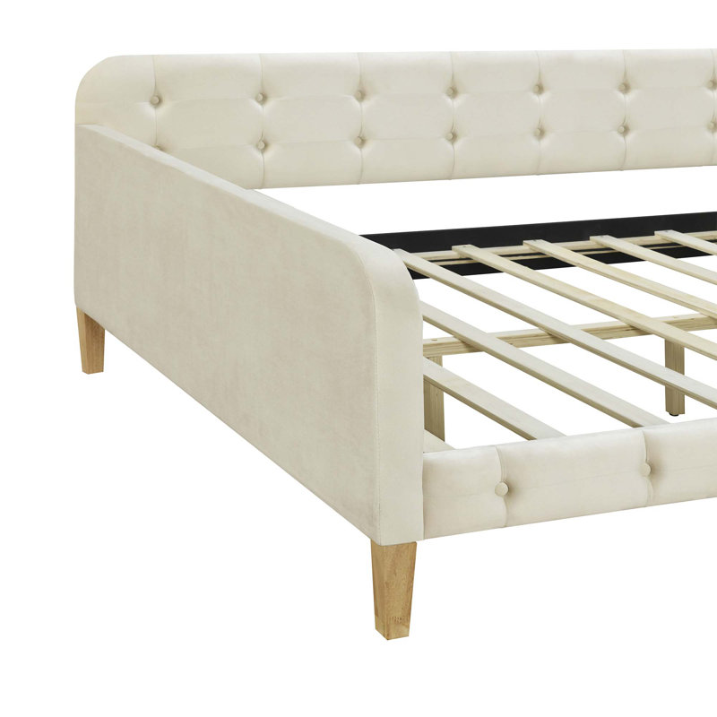 Upholstered Daybed with 4 Support Legs, Twin, Beige
