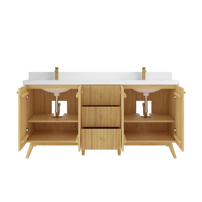 Ensemble de meuble-lavabo double 72 po Izzat, Quartz blanc