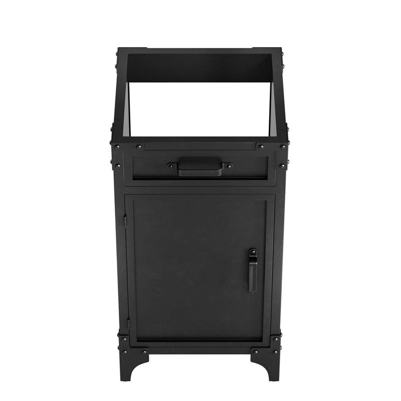 Black Metal and MDF Industrial Bathroom Vanity Cabinet