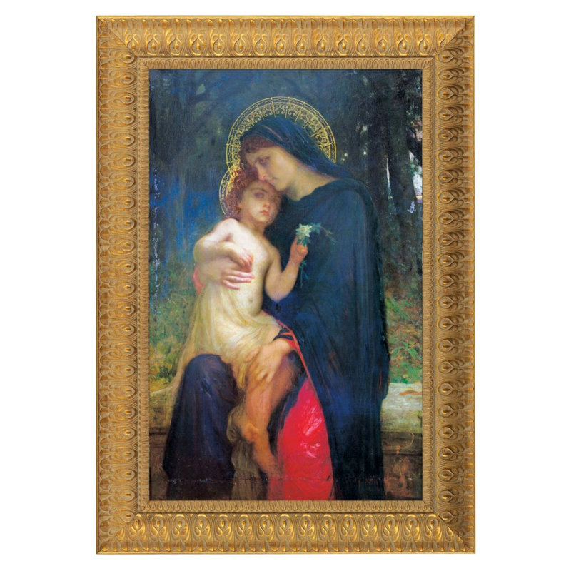 Grande Gold-Framed Canvas Replica of Madonna and Child