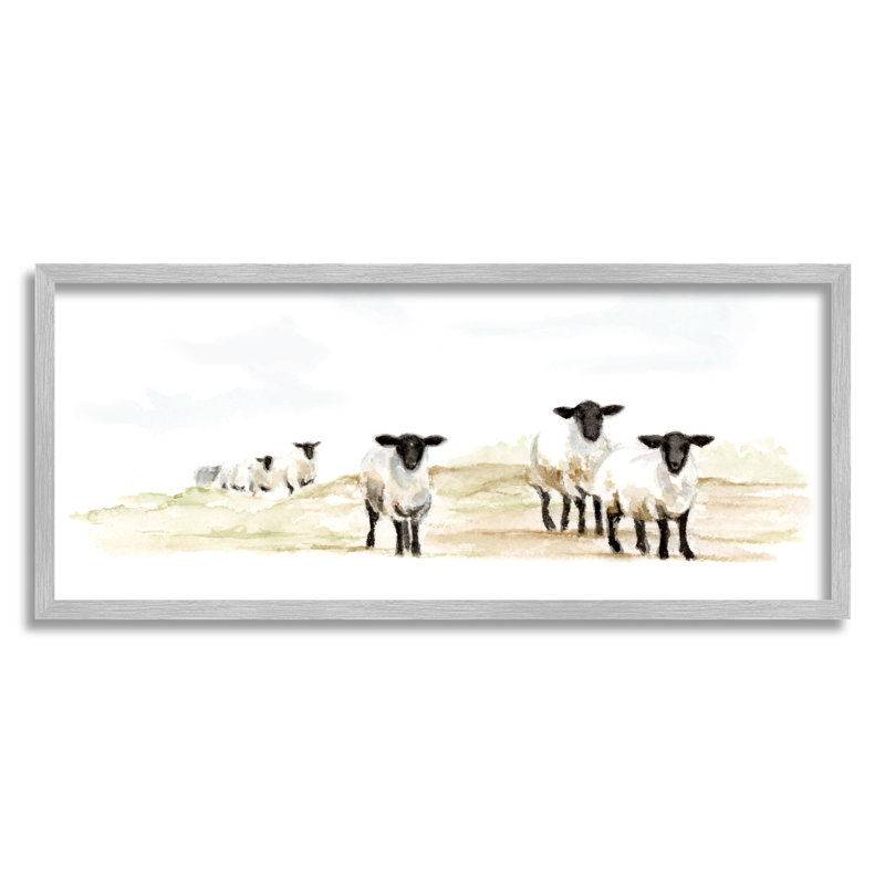 «Sheep Farm Flock Children Nursery» par Fox Hollow Studios - Peinture, H 10 po x l 24 po x P 1,5 po