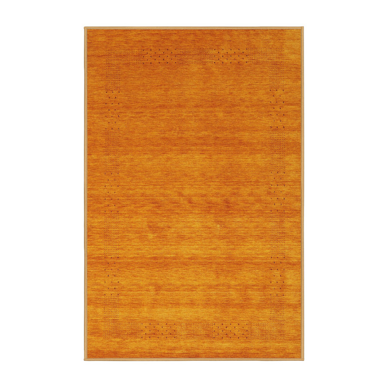 Tapis de zone orange contemporaine, Rectangle 5 pi 0 po x 8 pi 0 po