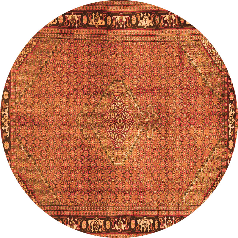 Tapis orange tissé à la machine, Rond 5 pi