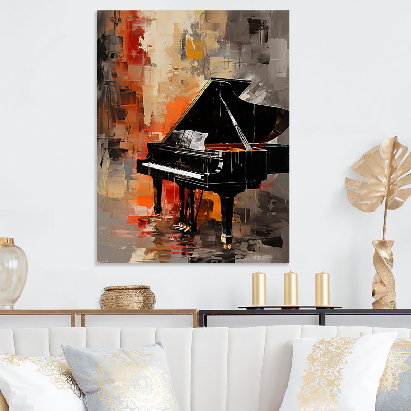 Classical Black Piano Sonata II - Piano, art mural en métal, H 32 po x l 24 po x P 1 po