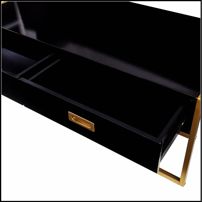 Table basse moderne noire moderne avec 4 tiroirs pour un rangement élégant et des espaces de vie élégants, Noir